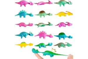 HPBAGGY 15 Stück Schleuder Dinosaurier Spielzeug,Slingshot Dinosaur Finger Toys,Elastischer Fliegender Finger-Dinosaurier,Lustige Fliegende Dinosaurier Schleuder Spielzeug,Party Spielzeug für Kinder Geschenk
