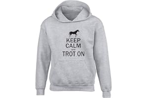 Shopagift Keep Calm and Trot On Horse Riding Equestrian Kids Childrens Hooded Top Hoodie