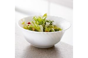 QUEENSWAY HOME & DINING Feston White Opal Glass Dinner Set Dinnerware Tableware Plates Microwave Safe Dishwasher Safe Dining Modern (6 Dessert Bowls)