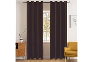 ‎YSTELLAA YSTELLAA Gardinen Vorhänge 2er Set, 140×225cm, Verdunklungsvorhänge Mit Ösen, Thermovorhang Kälteschutz Blickdicht, Schallschutz Vorhang Schlafzimmer, Outdoor Vorhang, Dunkler Kaffee