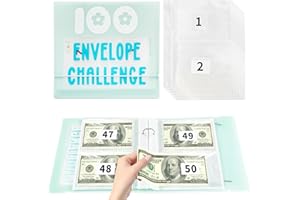 WOOLEDY 100 Envelopes Money Saving Challenge Binder,Budget Binder with Cash Envelopes and Tracker, Savings Challenges Book to Save $5,050, Budget Planner for Budgeting Binder Saving Money (Mint Green)