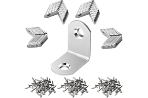 NAHUAA 40 Piezas Escuadras Metalicas 25x25x16 mm Escuadras Para Madera en Forma de L Angulos Metalicos de Acero Inoxidable con 80 Tornillos, Plata
