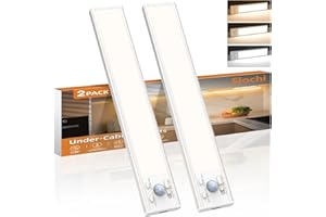 slochi Rechargeable Under Cabinet Kitchen Lights,3-Color&Dimmable,3 Modes,Motion Sensor, Magnetic&Stick Easy Installation LED Cupboard Lights for Counter Wardrobe Shelf Closet 2 Pack(20cm)