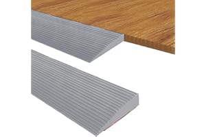 YUNLAISHAOCER Rampa de Umbral de Puerta, Rampa de Umbral Autoadhesiva, Superficie Antideslizante, Tira de Umbral de Puerta de Goma, para Sillas de Ruedas, Rollators, Scooters Eléctricos (Gris, 90x8x3cm)