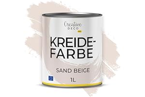 ‎CREATIVE DECO Creative Deco Beige Kreidefarbe 1000 ml | Möbellack, Möbelfarbe ohne Schleifen | Für Landhaus, Vintage-Stil, Decoupage, Möbel-Renovierung | Matt Abwaschbar | Wisch- und Gradient-Effekt möglich