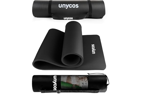 unycos - Esterilla de NBR y Poliéster para Yoga, Pilates y Fitness【E-Book, Correa de Hombro y Bolsa】Colchoneta Antideslizante de Alta Densidad (10/15 mm), Hipoalergénica y Ligera para Deporte en Casa