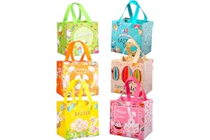 YOOYEH Easter Tote Bags, Easter Egg Hunt Bags with Handle Non- Waven Gift Bags Easter Bags for Gifts Wrapping, Egg Hunt, Easter Party Supplies