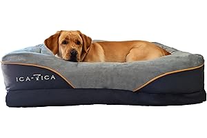 ICA-TICA luxuriöses, ergonomisches Hundebett, gelenkschonend, stützende Visco-Schaum Matratze, Bezug waschbar, Hundekissen große, mittelgroße Hunde (L)