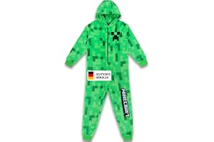Minecraft Onesie Creeper Fleece jumpsuit sovdräkt gamer gåva sovoverall med huva för pojkar