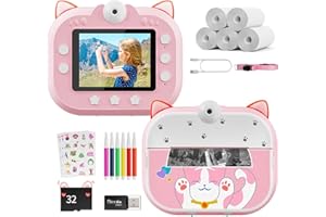VAYOTOY Appareil Photo Instantanée pour Enfants, 1080P Vidéo pour Les Filles et Les Garçons âgés de 3 à 12 Ans, Caméras Selfie pour Enfants avec Papier d'impression, Cadeaux d'anniversaire de Noël