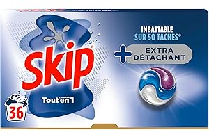 Skip Lessive Capsules Tout-en-1 Extra Détachant 36 Lavages