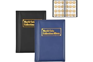 Cleminsta 2 Pezzi Album Della Collezione di Monete, Porta Monete, 240 Tasche Raccoglitore, Libro da Collezione, Blu Scuro e Nero