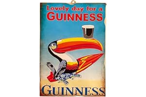 KUSTOM ART Cuadro Cuadro Estilo Vintage Serie Publicidad Vintage (Cerveza Guinness) impresión en Madera 18x25 cm.