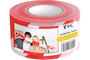 TK THERMALKING Absperrband 100m - Flatterband - Warnband - Trassierband - Rot-Weiß - ausziehbar reißfest für Baustellenabsperrungen, Gefahrenstellen (1 Rolle 100m