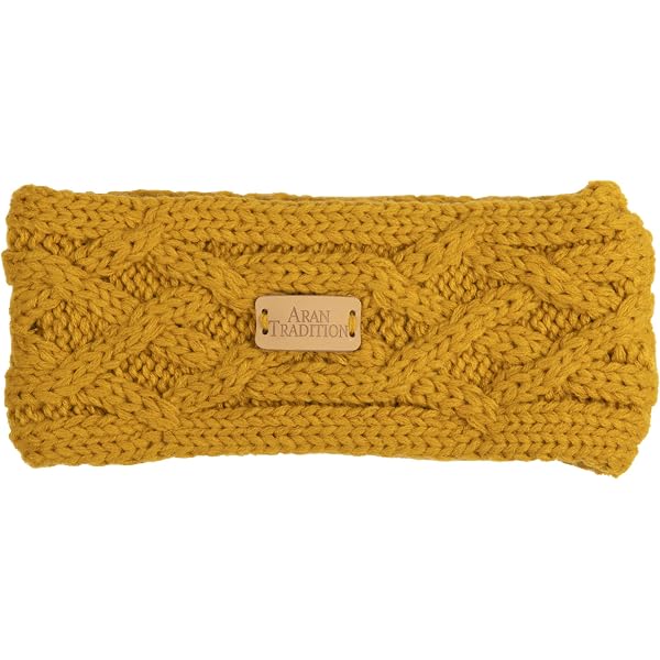 Pamper Yourself Now Strick-Stirnband Mit Blume – Braun, Maschinengestrickt, Warmes Winteraccessoire