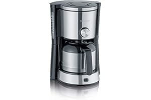 SEVERIN Cafetière Filtre "TypeSwitch", 1 000W, 1L, Juqu'à 8 tasses, Sélecteur d’arôme, Verseuse isotherme, Inox/Noir, KA 4845
