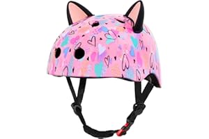 MHJY Casque Vélo Enfant Filles 8-14 Ans Casque Trottinette pour Fille Adolescents avec Oreilles de Chat DIY, Réglables Casques de Protection Roller Enfant pour Skateboard, Cyclisme, Patinage