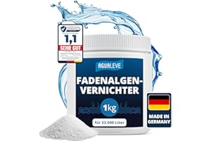 AGUALEVE® Thread Algae Killer 1 kg Biocompatible Algae Elimination without Heavy Metals Brand Quality Made in Germany for 33,000 Litres of Pond Water Grade 1.1