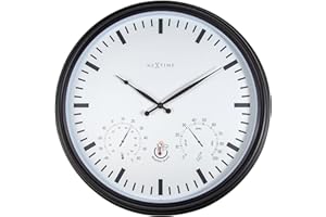 NEXTIME Horloge de Station Météo Extérieure - Ø50.8CM - Plastique - Noir Sunflower