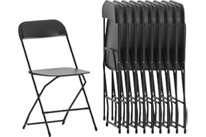 Flash Furniture Juego de 10 sillas plegables, marco de acero y plástico, negro, 45,72 x 44,45 x 80,01 cm