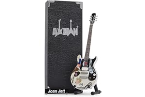 Axman Joan Jett miniaturowa replika gitary - prezenty muzyczne - ręcznie robiona ozdobna skala 1/4 - zawiera pudełko ekspozycyjne, plakietkę z imieniem i miniaturowy stojak na gitarę