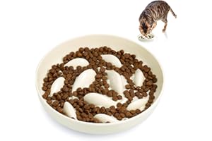 Huiguli Slow Feeder Cat Bowl, Anti-Slinging Dog Food Bowl, Fun Puzzle Feeding Bowl, Anti-Gulp Pet Healthy Eating Interactive Feeding Bowl for All Cat and Small Dog