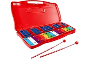 Oldmoom Chromatic Glockenspiel,Chromatic 25 Note Professional Xylophone Instrument - Aluminum Music Enlightenment Tool for Easter, Thanksgiving, Holidays, s Day,