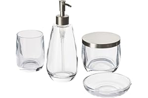 BELIANI Zestaw akcesoriów łazienkowych szklant 4 częsciowy przezroczysty Sonora