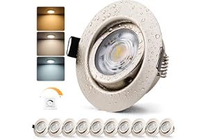Bojim Dimbar infällbar LED-spotlight Nickel, IP44 Badrum | Hål 68 mm, 6 W i varm/neutral/kall vit, plats för kök, set med 10