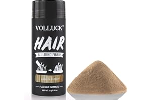 VOLLUCK Fibre Capillaire, Longue Durée Poudre Densifiante Cheveux Homme Femme, Naturel Hair Fiber pour Chute de Cheveux 28 g (Or Moyen)