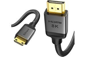 Silkland 8K Kabel Mini HDMI to HDMI 2.1 4.5M, 8K@60Hz 4K@120Hz, 48Gbps High Speed Kabel HDMI do Mini HDMI Dwukierunkowy HDR eARC kompatybilny z Kamera, Raspberry Pi Zero, Tablet, Projektor