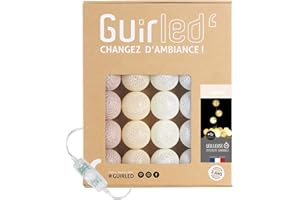 GuirLED - Guirlanda luminoso a LED per batuffoli di cotone USB - Luce notturna per bambini 2h - Alimentatore doppio USB 2A incluso - 3 intensità - 32 sfere 3,2m - Cotone