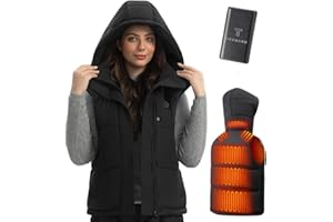 TODWARM Beheizbare Weste Damen mit Powerbank 16000 mAh, 15 Heizzonen Heizweste Damen Smart Heating Leicht Wärmeweste