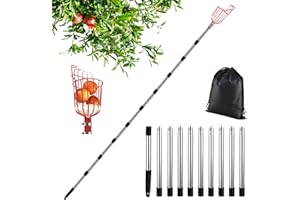 BSEICAL Raccogli Frutta da Albero 4.2M, Raccogli Frutta Telescopico, Raccoglifrutta Telescopico Inox, Raccogli Mele, Bastone Raccogli Frutta, Raccoglitrice Attrezzo per Fichi Ciliegie Pere Limone Ø 145mm