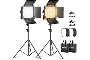 NEEWER 2 Opakowanie Bicolor 660 Panel LED Light Video & Stand Kit: 3200-5600K CRI 96+ Ściemniane ciągłe oświetlenie z U wspornikiem i Barndoor, 190cm Stojak Światła
