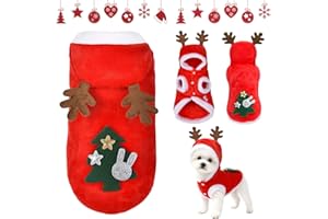 PPGGOPP Świąteczny kostium dla zwierząt domowych, świąteczne ubrania dla zwierząt domowych, kostium bożonarodzeniowy dla kotów psów, sukienka reniferowa dla kota Natales, świąteczna sukienka dla psa, Boże