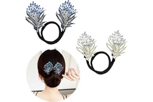 RANYAKE 2 pcs, Blue and Gold Lazy Bun Styling Tool,Rhinestone Hair Bun Makers,French Twist Hair Pin Bun Makers,Elegant lady's hair accessories for medium to long hair,Reusable Bun Maker