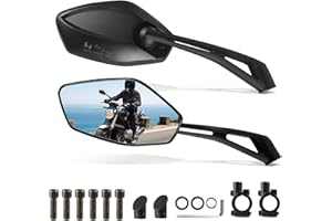DOEDOEFONG Rétroviseur de moto CNC homologué E13, 2 carrés, rotatif à 360 °, rétroviseurs de moto avec support, pour motos, scooters, véhicules tout-terrain, VTT, universels M8 et M10