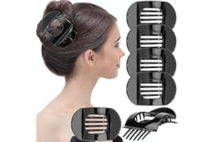 ‎RC ROCHE ORNAMENT RC ROCHE 6 Stück Große Zähne Dickes Haar Rutschfest Haarspangen Haarklammer Damen Mädchen, Medium Schwarz