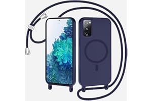 SLWYF Magnetische Handykette für Samsung Galaxy S20 FE Hülle mit Band,Handyhülle Kompatibel mit MagSafe,Silikon Seil Necklace Handyhülle PU Stoßfest mit Abnehmbar Kordel zum Umhängen Case - Dunkelblau