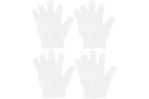 MELTU 4 Pcs Shower Gloves, Exfoliating Gloves, Exfoliating Mitt, Exfoliating Body Scrub, Loofah Bath Gloves for Men, Women (White 4Pcs)