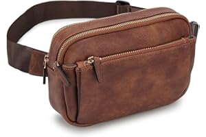 Waist Bag for Women, VX VONXURY Vegan Leather Bumbags Fanny Pack Lightweight Crossbody Belt Bag with Adjustable Strap for Outdoor Running Hiking,Brown