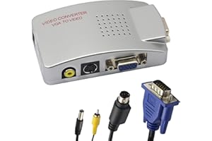GINTOOYUN VGA to RCA Adapter,Composite AV S-VIDEO to VGA Converter,For HDTV, Monitors, Laptop, Desktop, PC.