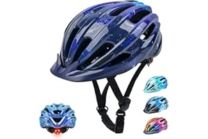 KOPOBOB Casco Bici Bambini 50-57CM Casco Bici Bambino con Luci Casco Bici Bambina con Visiera per Scooter BMX Scooter Roller Ride Regolabile per 5-13 Anni