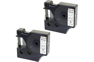 PRESTIGE CARTRIDGE 2x Nastro per Etichette compatibile per Dymo D1 45010 S0720500 Nero su Trasparente 12mm x 7m per DYMO LabelManager 160 210D 260P 280 360D 420P 500TS PnP MobileLabeler LabelPoint LabelWriter 450 Duo
