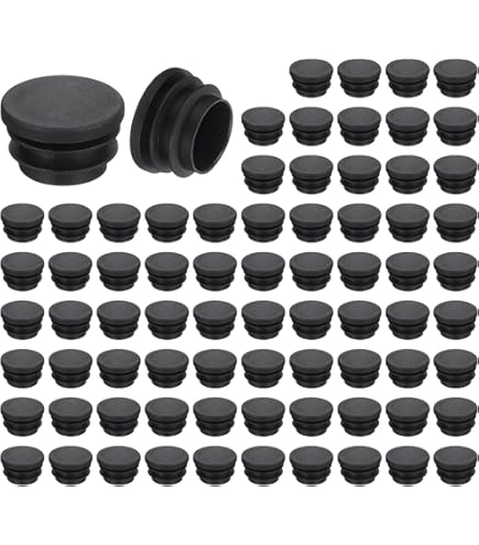 3/4 Inch Round Plastic Plug 60PCS Black Tubing Post End Caps Pipe Inner Inserts Plugs Fastener For Table Chair Leg Anti-Slip Ribbed Tube Furniture Fences Glide Protection - View #8