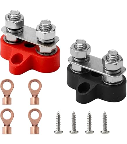 2 Barre Di Distribuzione DC 12V-48V, 250A - Morsettiera Batteria Con Bulloni M10, Rosso E Nero - Foto 9