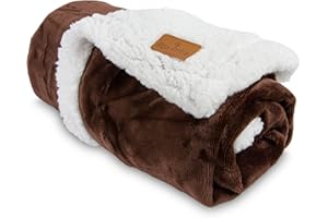 PawPride Dog Blanket – Super Soft Dog Blankets Large Washable – Fluffy Pet Blankets for Dogs - Luxury Puppy Blanket – Double Thickness Sherpa Textured – Large 80cm x 100cm – Machine Washable (Brown)
