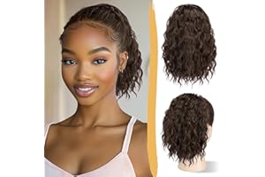 RUWISS Extension de Queue de Cheval Postiche Queue de Cheval Brun Moyen Bouclée Ondulée 30cm Ponytail de Cheveux à Cordon Naturel Synthétique pour Femmes