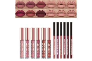 Lucidalabbra Set Trucchi, MKNZOME 12 Colori Matte Lip Gloss Rossetto Lunga Durata Make Up Tinta Labbra Rossetto Liquido Impermeabile Professionale Kit Regalo Trucchi Donna (12 pezzi)